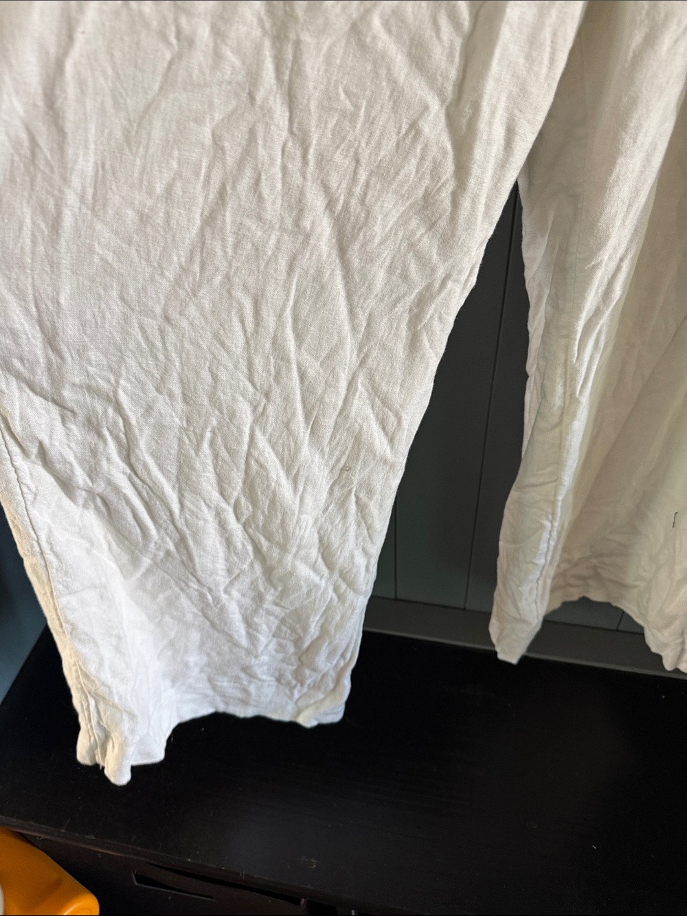 Abercrombie White Wide Wide-Leg Elastic Waist Pants linen - Picture 4 of 4
